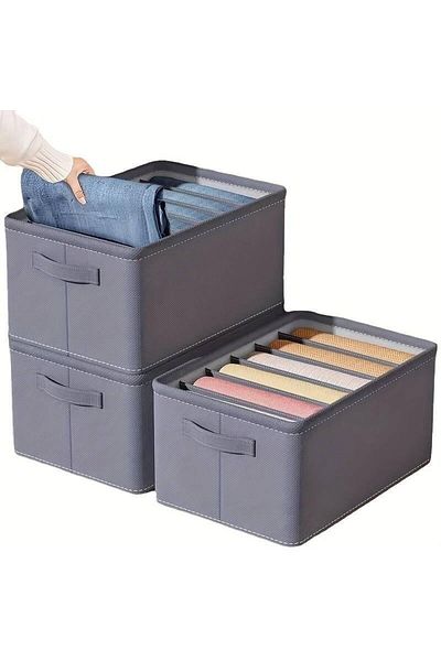 SMARTECH Clothing Organizer with 9 Compartments for Jeans, Sweaters, Shirts, 44 x 30 x 20 cm, Gray