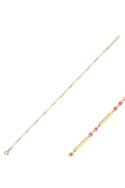 Koçak 14 Ayar Pembe Renkli Tasarım Altın Bileklik