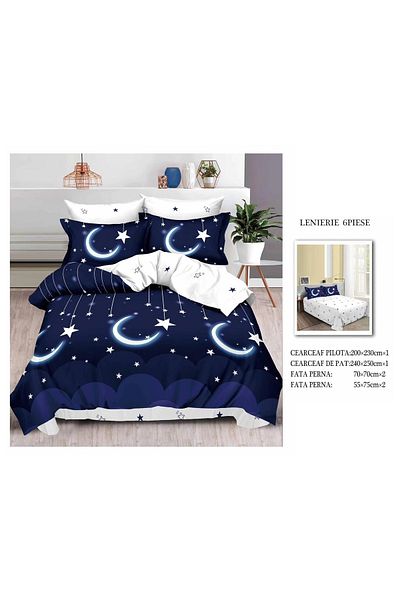 CHIRASO CHIRASO Finet Bedding Set, 6 Pieces, Sheet 240x250, Quilt 200x230, 4 Pillowcases, Print