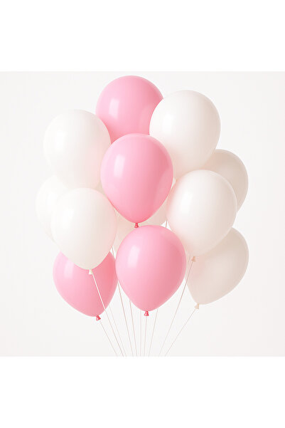 HBK Balon حزمة من 20 بالونًا 10 بالونات وردية اللون + 10 بالونات بيضاء مقاس 1...