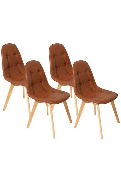 Taimi Pack of 4 Wooden Dining Chair With Padded Seat Designed For Home Kitchen Lounge And Office, Brown