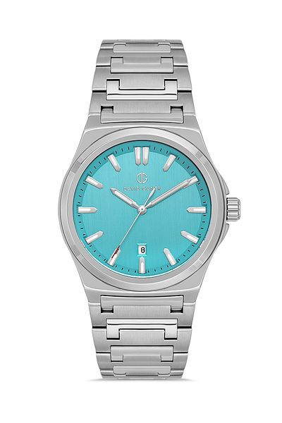 DAVID GUNER Men's Silver-Finished Tifany Blue Dial Watch Dg-8781Ga-Wa9