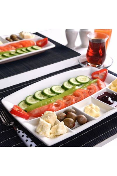 ASPARTAM In Kitchen 6 Compartment Breakfast Plate - White
