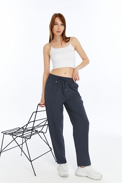 KRAVEN Γυναικείο καπνιστό καλοκαιρινό oversize ίσιο παντελόνι αλεξίπτωτο υφασμάτινο φούτερ Loose χαλαρό παντελόνι