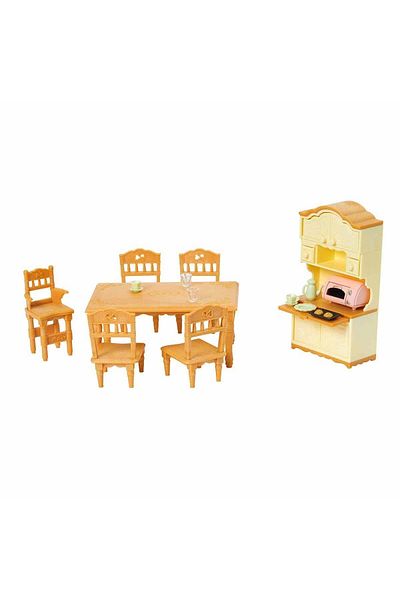 ADORE OYUNCAK 5340 Sylvanian Families Dining Room Set +3 Age Figures Sold Separately.