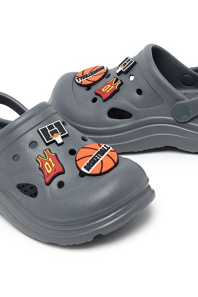 R&B Gray Jibbitz Slingback Clogs