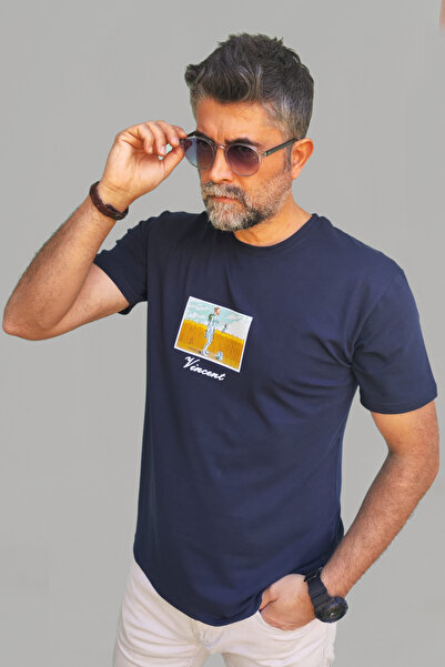 Vien&Karl Men's Patterned-Plain Mixed Slim Fit Crew Neck Cotton Elastane 3-Piece Basic T-Shirt