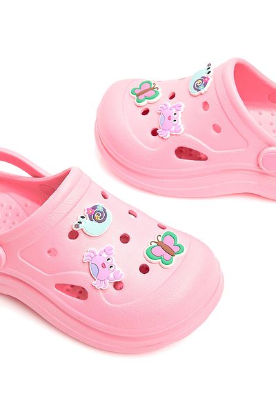R&B Pink Jibbitz Detail Slingback Clogs