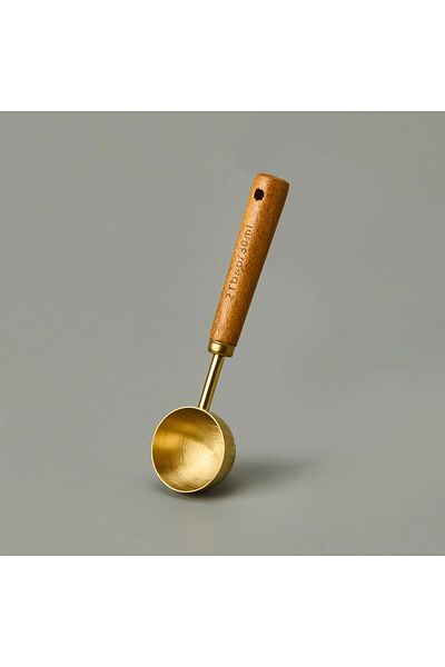 MATMEL Measuring Spoon with Wooden Handle - Brown / Gold - 30 ml