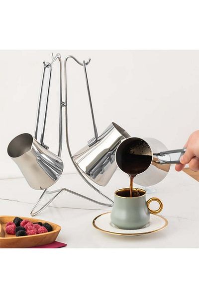 Lines Pyramid 4 Piece Steel Coffee Pot Set Lc-0202
