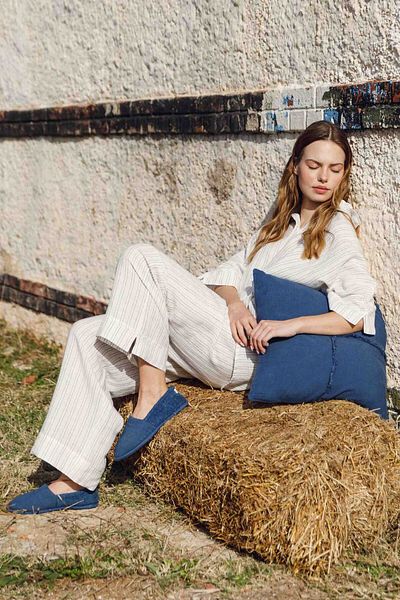 JOJOMIA Larin Women's Striped Trousers Cream-Denim
