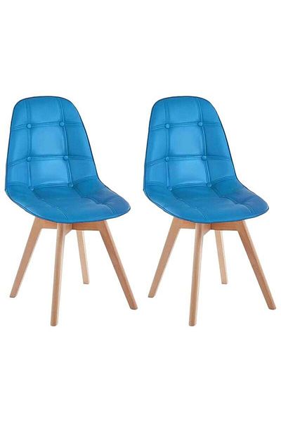 Taimi Pack of 2 Wooden Dining Chair With Padded Seat Designed For Home Kitchen Lounge And Office, Blue