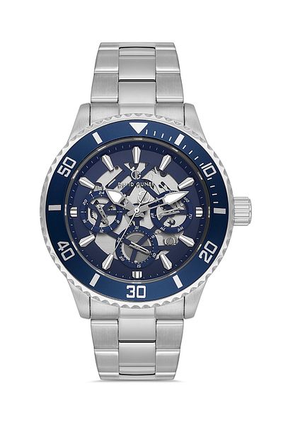DAVID GUNER Men's Watch with Silver Blue Coated Blue Dial Dg-8851Ga-L3