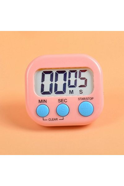 zola Kitchen timer, with LCD display, plastic, 7 x 6 cm, pink