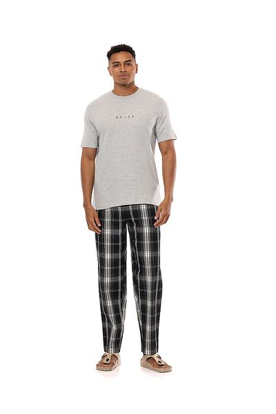 R&B Grey Melange Printed Pyjama Set