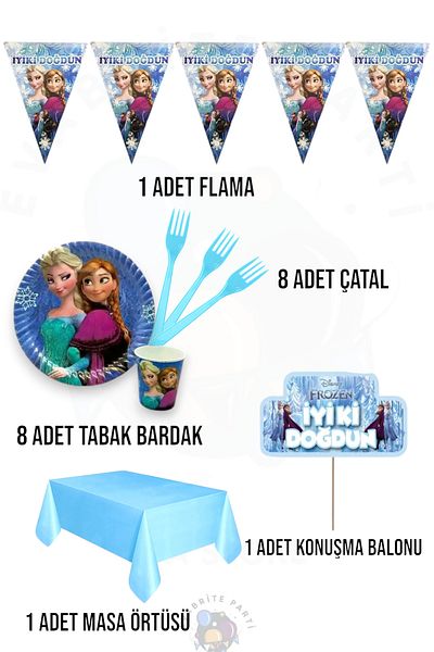 Evabrite Frozen Elsa Themed Ecomini Set Birthday Party Supplies for 8 People