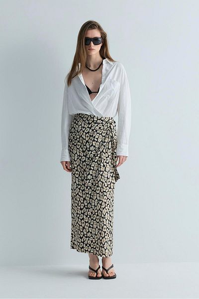 Suud Collection Colorful Nara Patterned Wrap Skirt