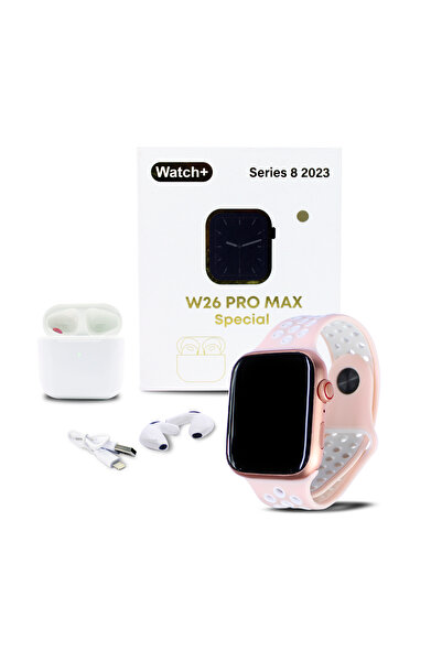 GÜMRÜK BEY W26 Pro Max Spiecial Kablosuz Akıllı Smart Saat Kulaklık Silikon K...
