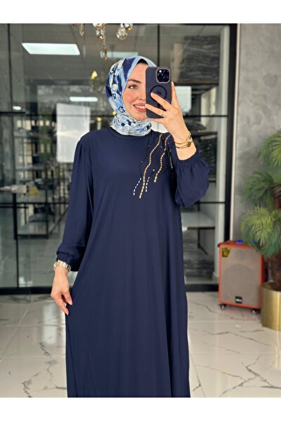 Zümra Tesettür Moda Serpil Elbise-Lacivert Lacivert Beden 1-38-40-42-44