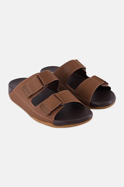English Laundry Men 2 Strap Slip On Arabic Sandals, Dark Brown