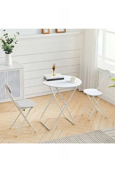 Taimi 2-Piece Folding Chair with Metal Frame , Portable Chair For Indoor and Outdoor Use - White