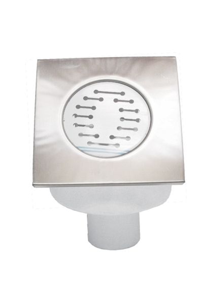 flores Metal floor drain, with bottom outlet, 150 x 150 mm, outlet 50 mm