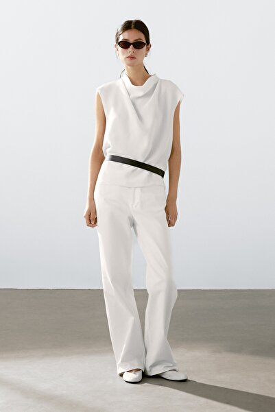 Massimo Dutti Drape yaka dökümlü bluz