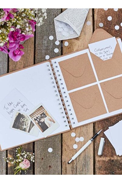 Ginger Ray دفتر ضيوف زفاف صغير على شكل مظروف - دفتر ضيوف زفاف فريد من نوعه مع...