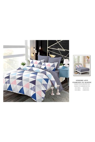 chiraso CHIRASO Finet Bedding Set, 6 Pieces, 2 Persons, Fitted Sheet 180x200, Duvet Cover 200x230, 4 Pillowcases