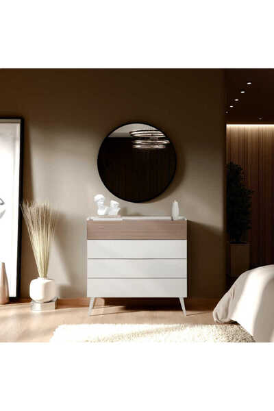 Adore Mobilya Milano 4 Çekmeceli Şifonyer - Vizon/Zebra 103x101x44 cm