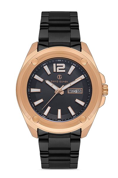 DAVID GUNER Rose Black Coated Black Dial Men's Watch Dg-8306Ga-R2