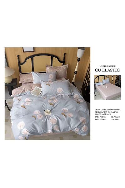 CHIRASO CHIRASO Finet Bedding Set, 6 Pieces, Double Bed, Sheet 180x200, Duvet Cover 200x230, 4 Pillowcases