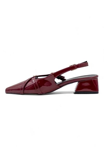 Berk Cross Weft Low Heeled Evening Dress Patent Leather Claret Red
