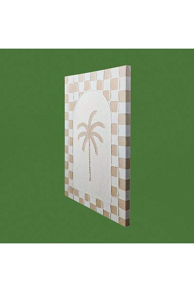 MATMEL Deco Palm Breeze Canvas Painting - White / Beige - 50X70 cm