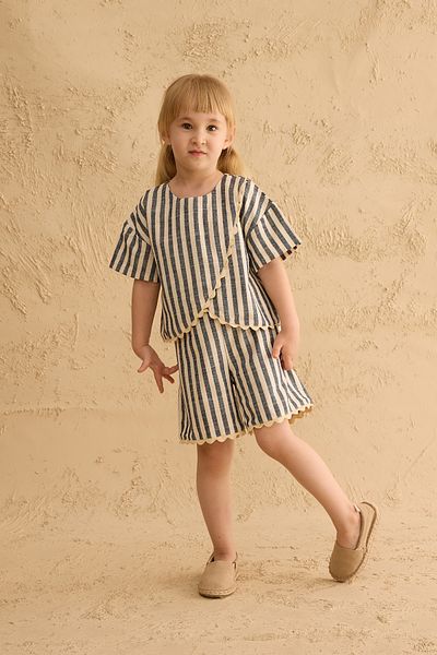 Fahhar Kids Striped Water Stone Suit Navy Blue