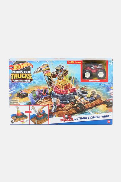 HOT WHEELS ساحة سحق شاحنات الوحش، ساحة سحق العظام، أحمر