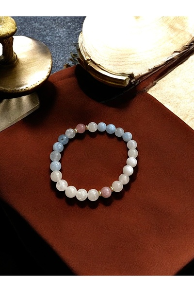 Padore Accessory 🌙   سوار الراحة الروحية: سوار نسائي من حجر القمر والأكوامار...