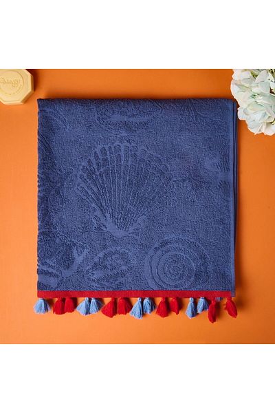 ASPARTAM Seashell Beach Towel - Navy Blue - 70X140 cm