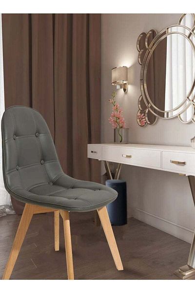 Taimi Wooden Dining Chair With Padded Seat Designed For Home Kitchen Lounge And Office, Gray