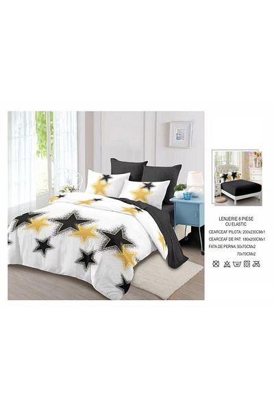 CHIRASO CHIRASO Finet Bedding Set, 6 Pieces, 2 Persons, Sheet 180x200, Duvet Cover 200x230, 4 Pillowcases, Print