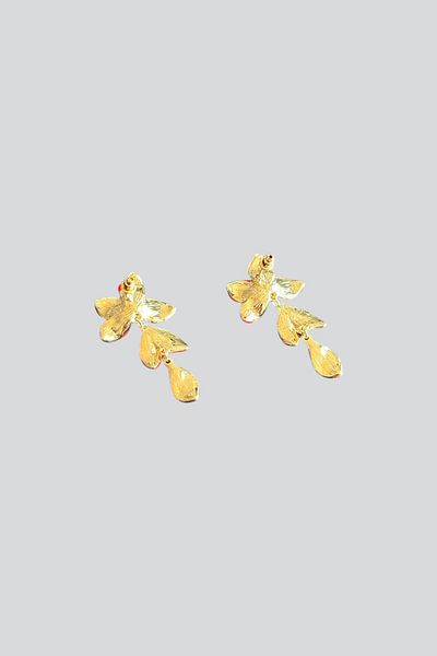stravis Enameled Flower Earrings with Dangle