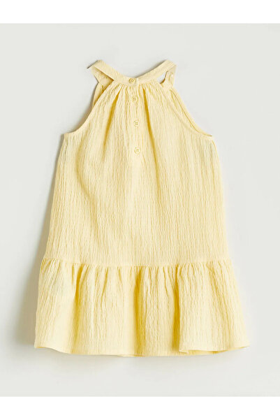 LC Waikiki LCW Kids Sari Halter Yaka Kız Çocuk Krinkle Elbise