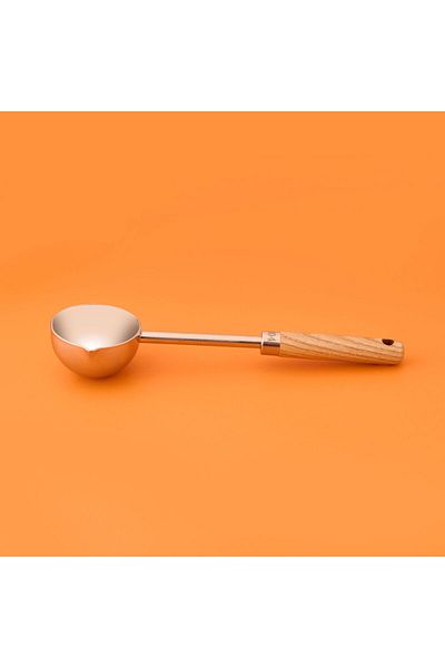 MATMEL Metal Measuring Spoon with Wooden Handle - Gray / Brown
