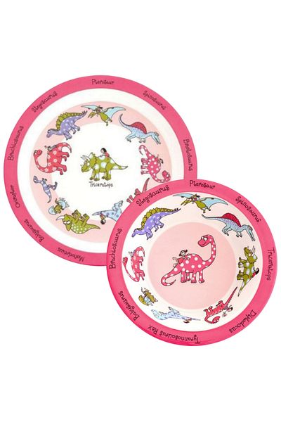 Tyrrell Katz Melamine Food Plate - Food Bowl // Pink Dino