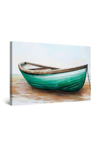 startonight Tablou DualView Startonight Barca Verde pe Plaja, luminos in intuneric, 80 x 120 cm