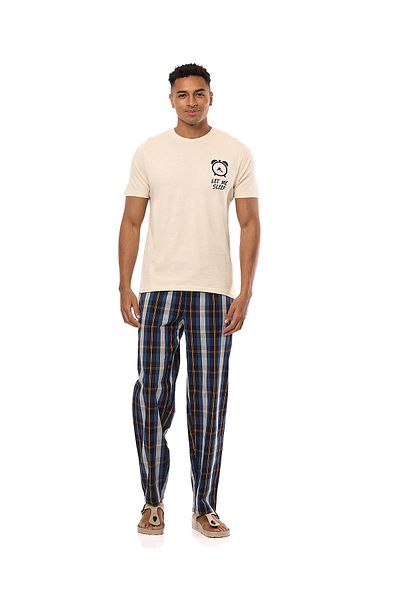 R&B Beige Printed Pyjama Set