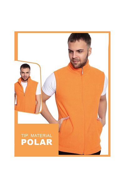 Intisimo Men's Vest, Warm Fleece Material, Orange - 2XL