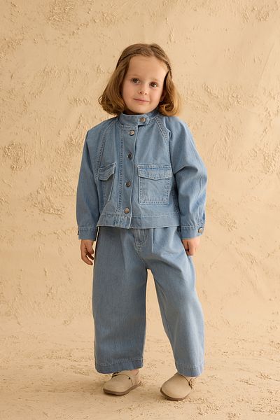 Fahhar Kids Jachetă Bomber Denim Albastru deschis