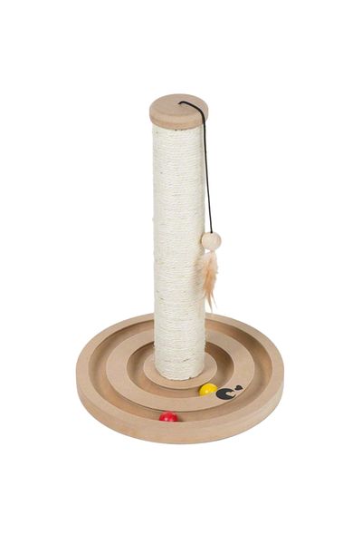 OEM Cat play set, sisal pole, wooden balls and natural feathers, Ø30x43.5 cm