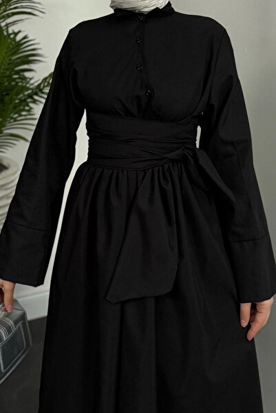 MERVEN AKYÜZ İzella Gömlek Elbise Siyah